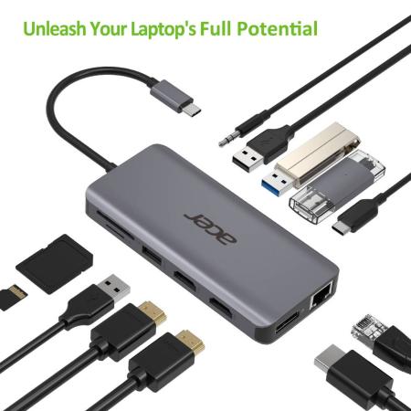Acer 12in1 Type C dongle Zilver