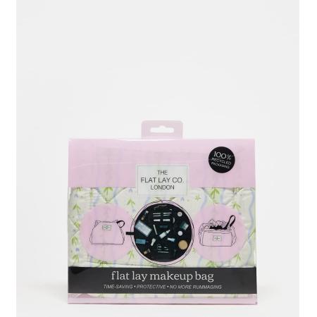 The Flat Lay Co. x ASOS Exclusive Make-uptasje met trekkoord in fijne bloemenprint-Groen