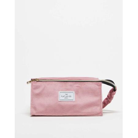 The Flat Lay Co. Makeup Box Bag Pink Velvet-Roze