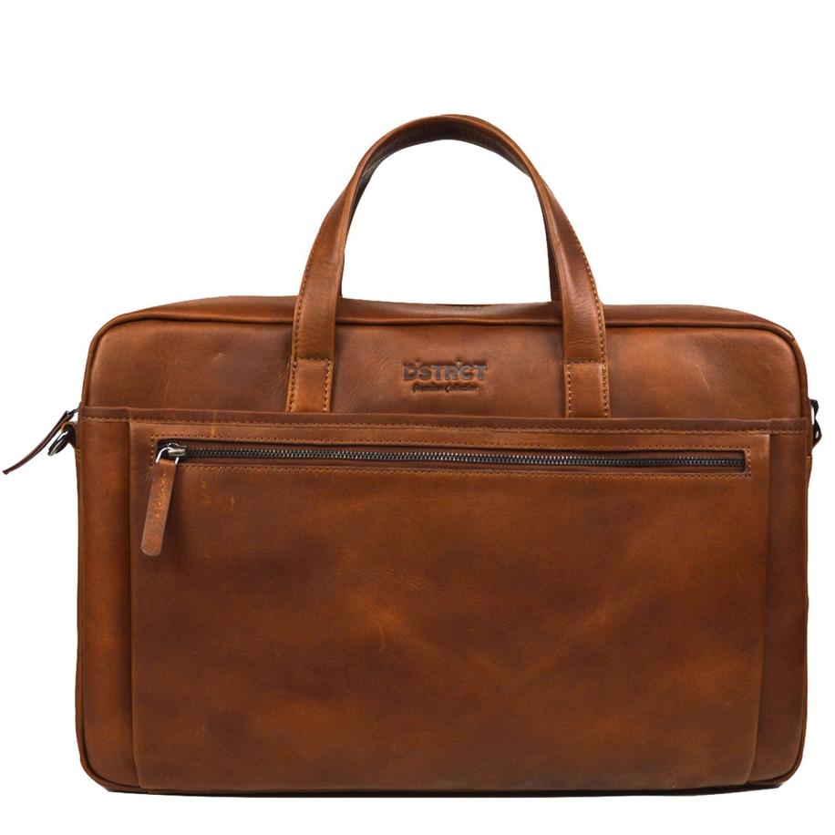 DSTRCT Premium Collection Laptopbag 15,6 cognac II Bruin
