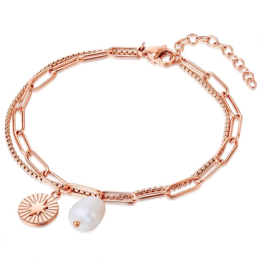Valero Pearls Valero Pearls Armband rose-goud / parelwit -