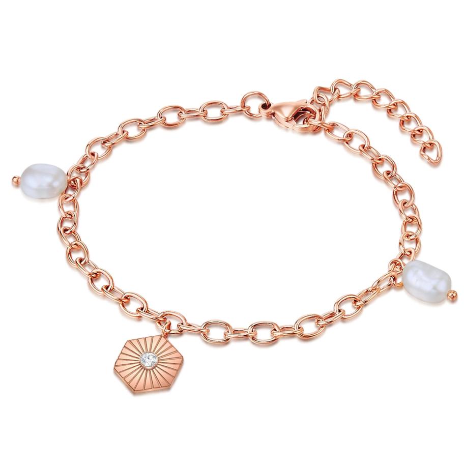 Valero Pearls Valero Pearls Armband rose-goud / transparant / parelwit -