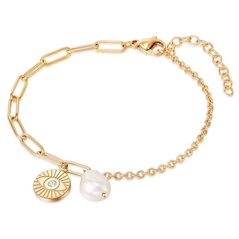 Valero Pearls Valero Pearls Armband goudgeel / parelwit -