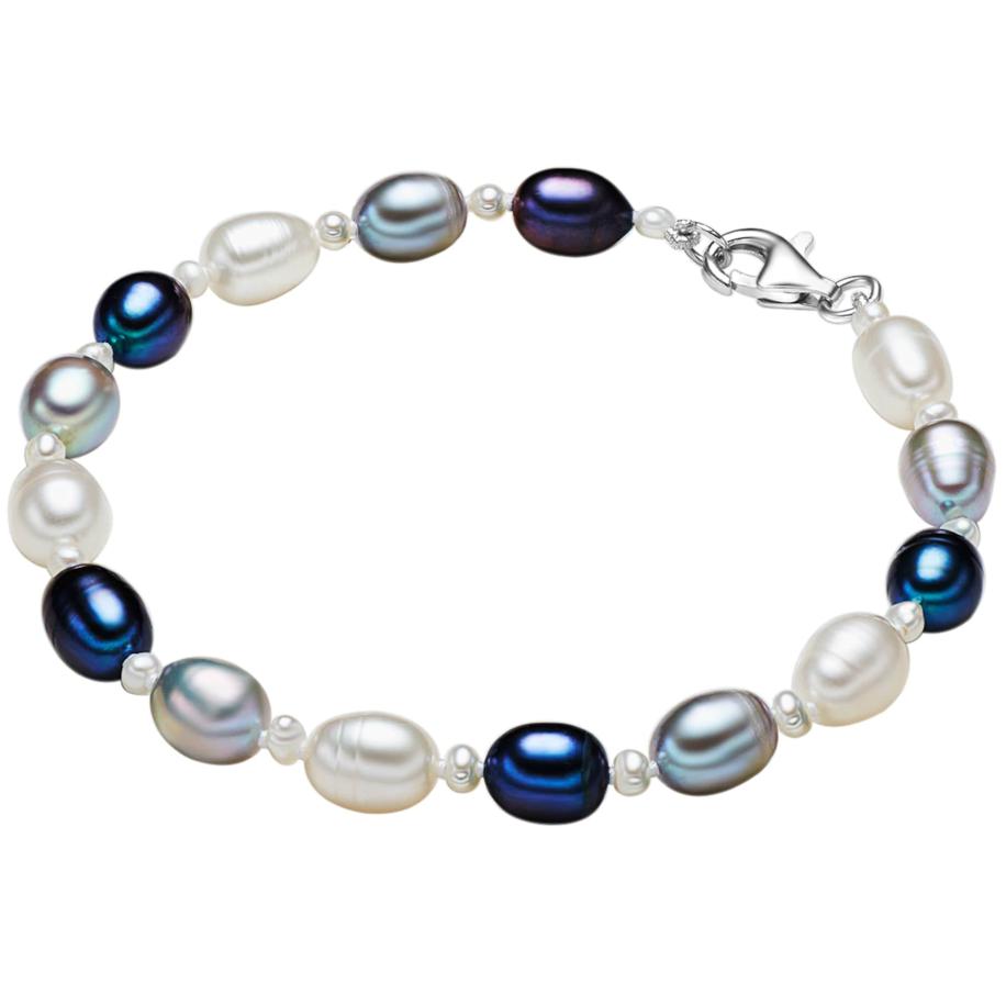 Valero Pearls Valero Pearls Armband enziaan / duifblauw / zilver / wit -