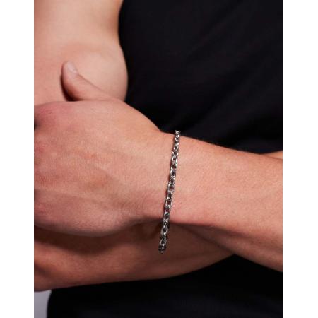 ASOS DESIGN - Schakelarmband met ovalen schakels van waterbestendig roestvrij staal in zilverkleur