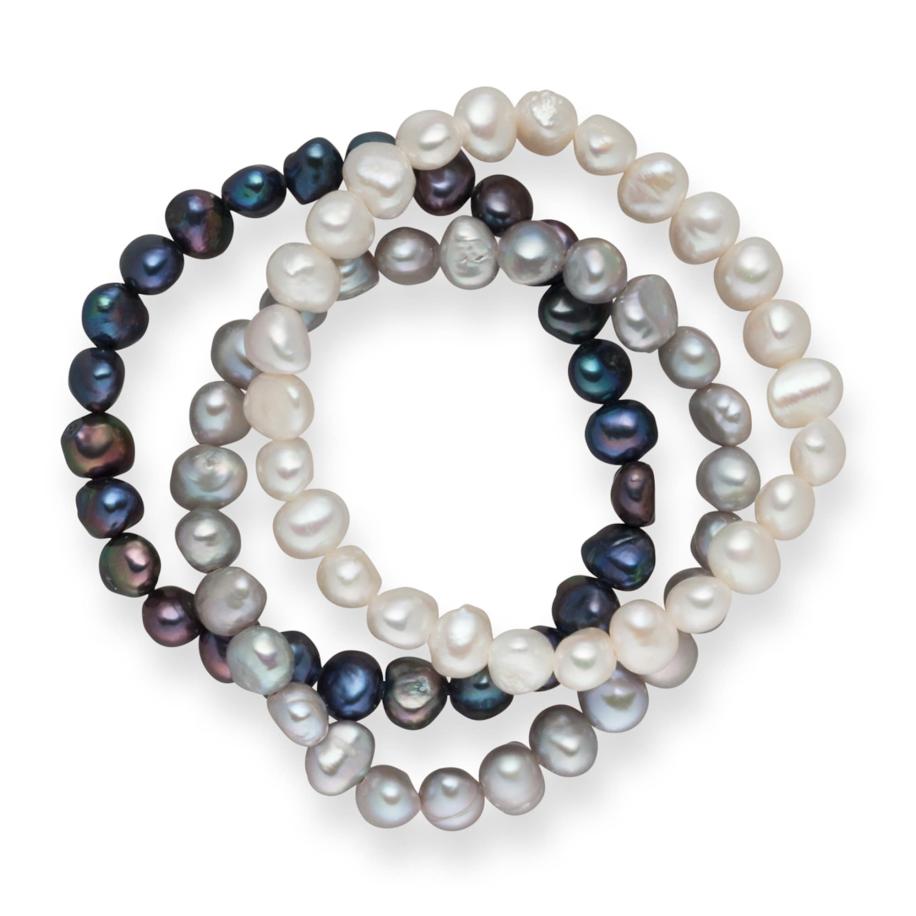 Valero Pearls Valero Pearls Armband donkerblauw / grijs / wit -