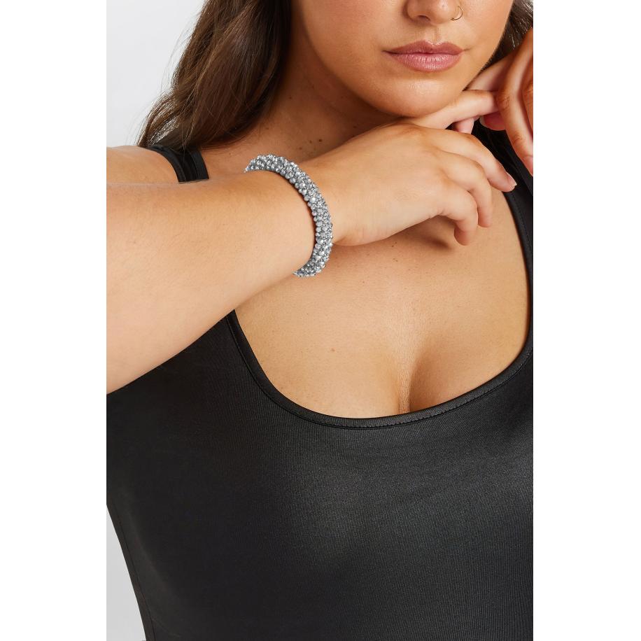 Yours Brede Kralenarmband Met Stretch In Zilversize One Size Zilver