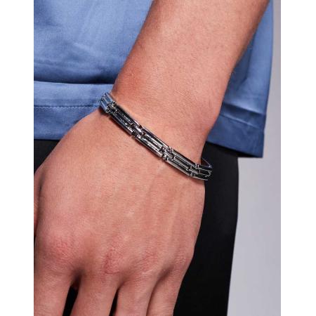 ASOS DESIGN - Horlogebandje met reliëf in zilverkleur