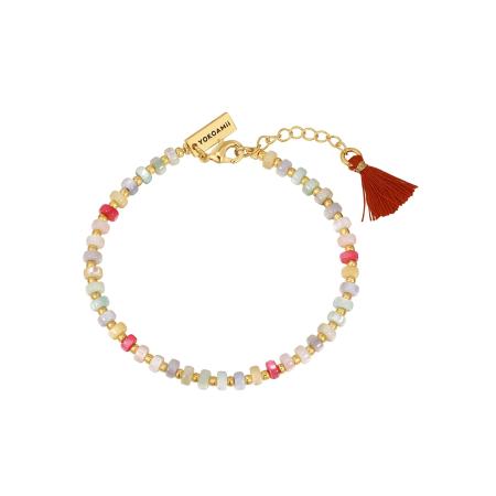 Yokoamii Yokoamii Armband lichtblauw / goud / rood / parelwit