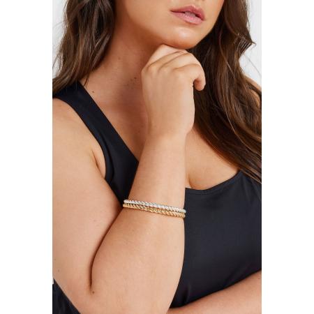 Yours Twee Armbanden Met Gedraaid Ontwerp In Goud/Zilversize One Size