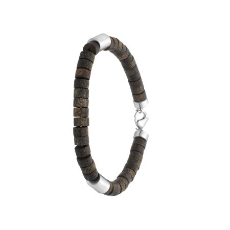 Lucardi Lucardi Armband donkerbruin / zilver