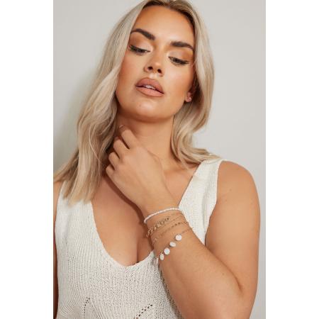 Yours 5 Pack Gold Tone Shell Disc Stack Bracelets Size One Size