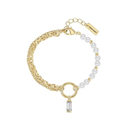 Yokoamii Yokoamii Armband goudgeel / parelwit