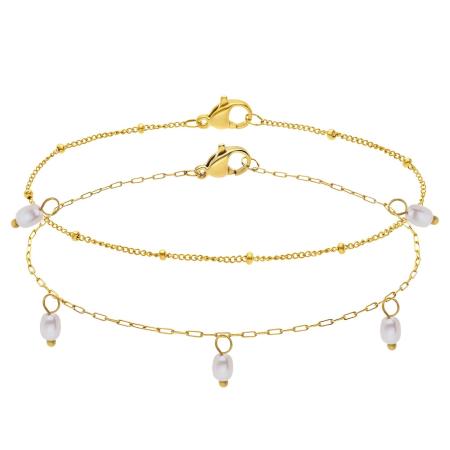Lucardi Lucardi Armband goud / parelwit