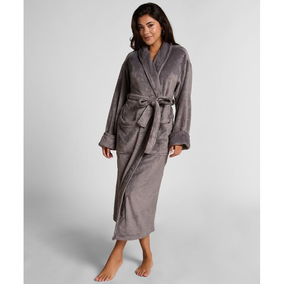 Hunkemöller Badjas van zachte fleece Grijs Grijs