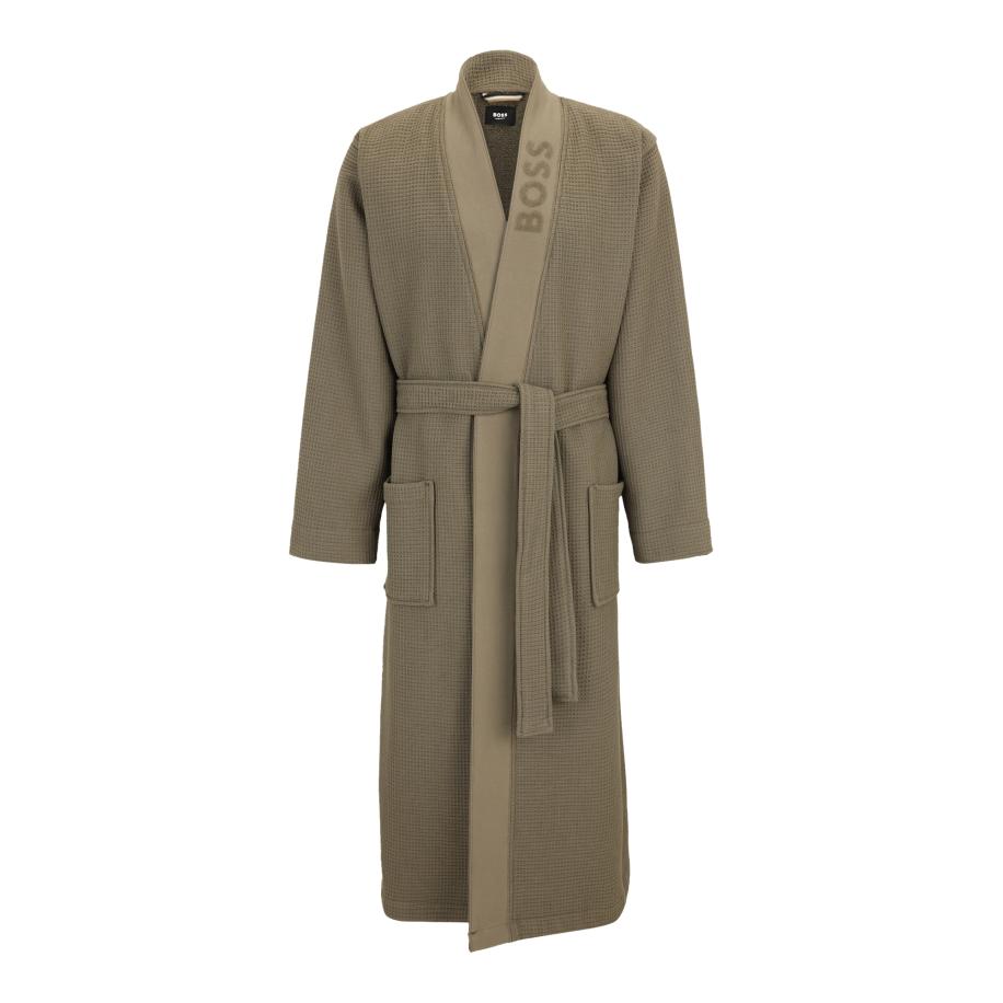 BOSS Badjas lang cappuccino Bruin