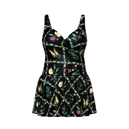 Ulla Popken Ulla Popken Badpakjurk geel / groen / pink / zwart