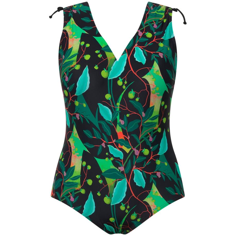 Ulla Popken Ulla Popken Badpak turquoise / groen / bloedrood / zwart -