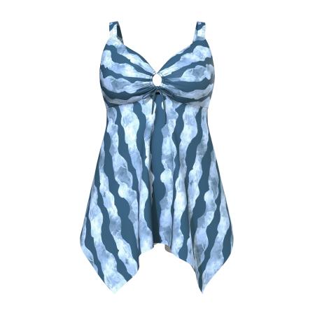 Ulla Popken Ulla Popken Badpakjurk Judy aqua / enziaan / blauw gemêleerd