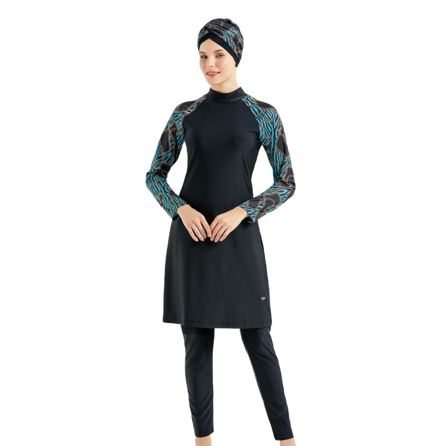 C&City C&City Badpakjurk lichtblauw / cappuccino / zwart -