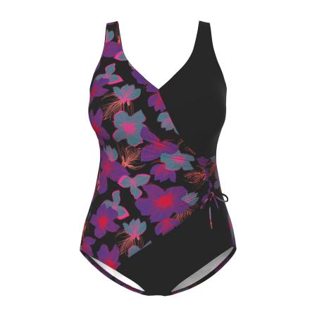 Ulla Popken Ulla Popken Badpak donkerblauw / lila / zwart