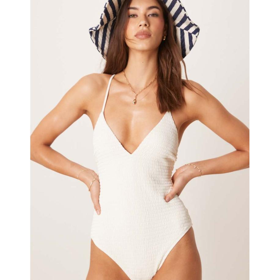 Free Society Badpak met textuur in crème-Neutraal Multicolor