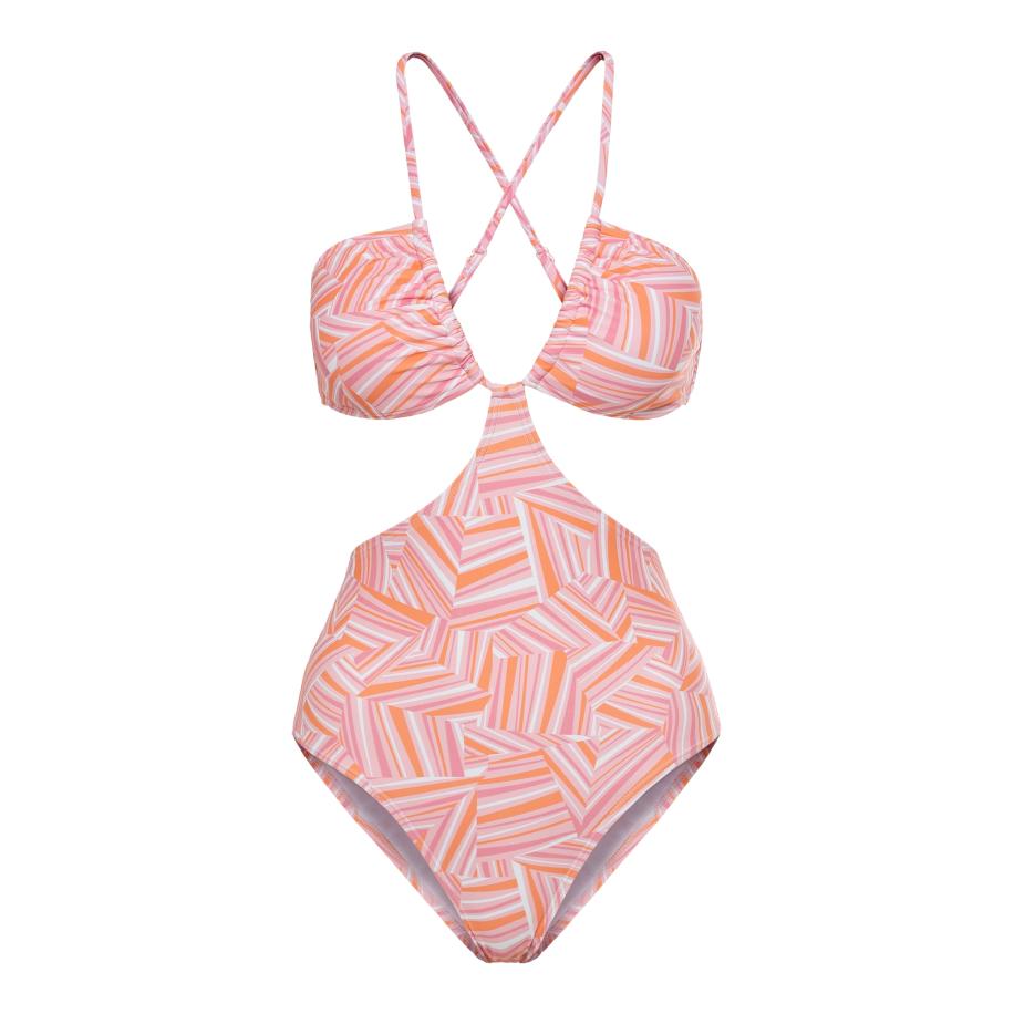 Lascana LSCN by LASCANA Badpak Lisa oranje / rosa / lichtroze / wit -