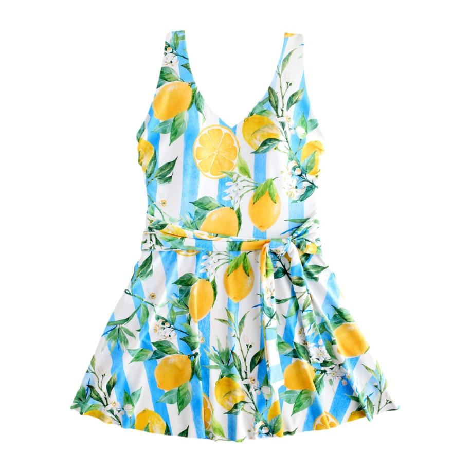 Next Next Badpakjurk azuur / donkergeel / groen / wit -