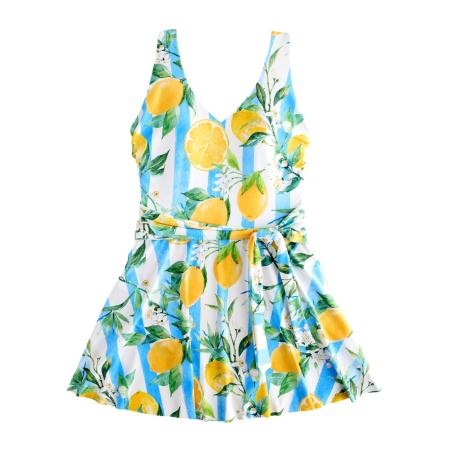 Next Next Badpakjurk azuur / donkergeel / groen / wit