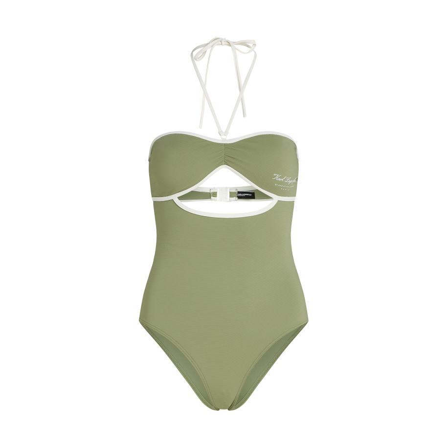 Karl Lagerfeld Karl Lagerfeld Badpak Hotel kaki / wit -