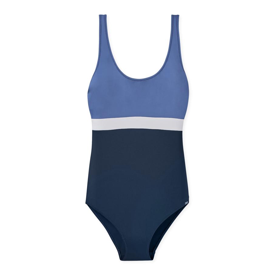 Schiesser SCHIESSER Badpak Ocean Swim blauw / donkerblauw / wit -