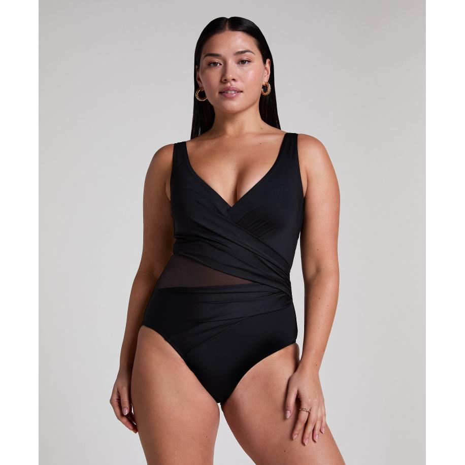 Hunkemöller Shaping-badpak Shell Mesh zwart Zwart