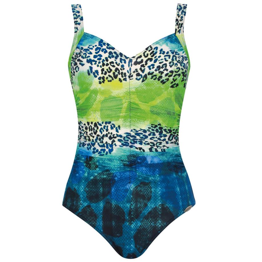 Sunflair SUNFLAIR Badpak donkerblauw / lichtgroen / zwart / wit Blauw