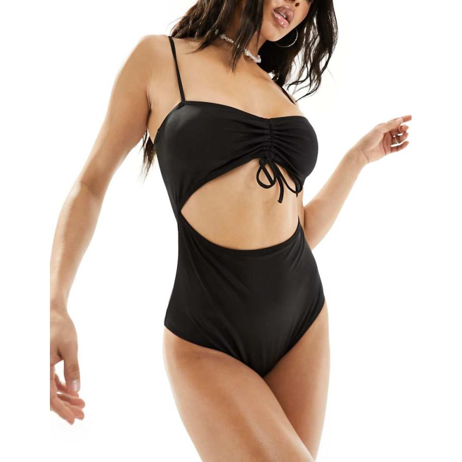 Monki Badpak met gedraaide voorkant in zwart Zwart