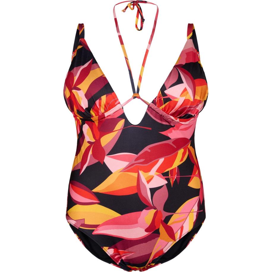 Zizzi Swim by Zizzi Badpak Syrsa geel / pink / knalrood / zwart -