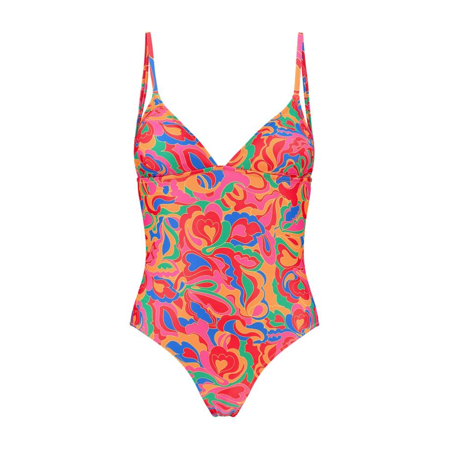 Shiwi Shiwi Badpak ROWY kiwi / mandarijn / lichtroze / knalrood -