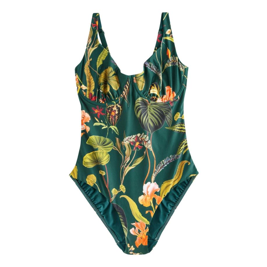 Next Next Badpak Tummy Control olijfgroen / donkergroen / donkerlila / oranje -