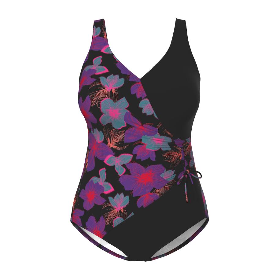 Ulla Popken Ulla Popken Badpak donkerblauw / lila / zwart -