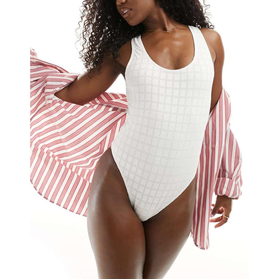 4th & Reckless Raphael Gehaakt badpak in gebroken wit Wit