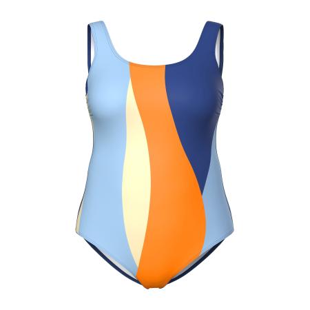 Ulla Popken Ulla Popken Badpak crème / lichtblauw / donkerblauw / oranje