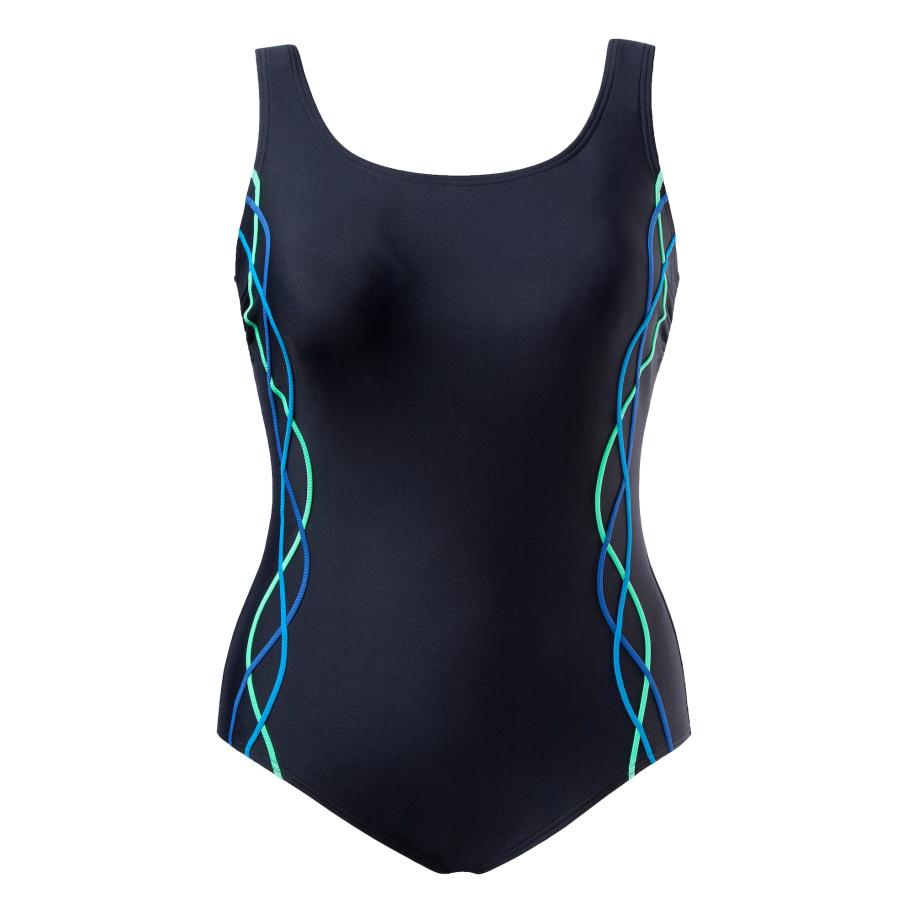 Ulla Popken Ulla Popken Badpak blauw / zwart -