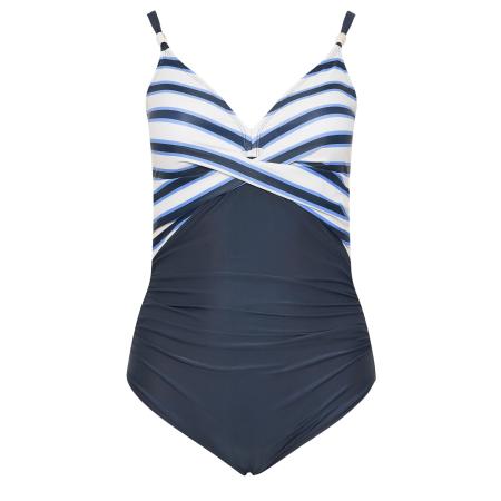 Yours Marineblauw Gestreept Badpak Size 56