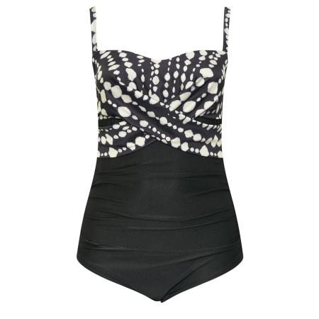 Yours Plus Size Black Crossover Spot Print Swimsuit Size 56