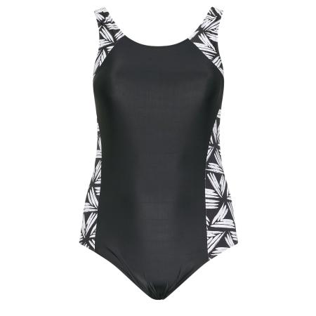 Yours Plus Size Black Active Abstract Print Swimsuit Size 58-60