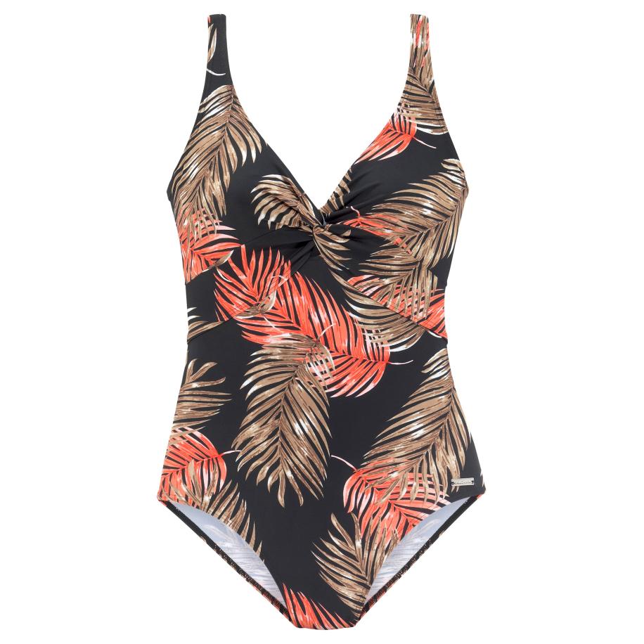 Lascana LASCANA Badpak bruin / neonoranje / zwart / wit -