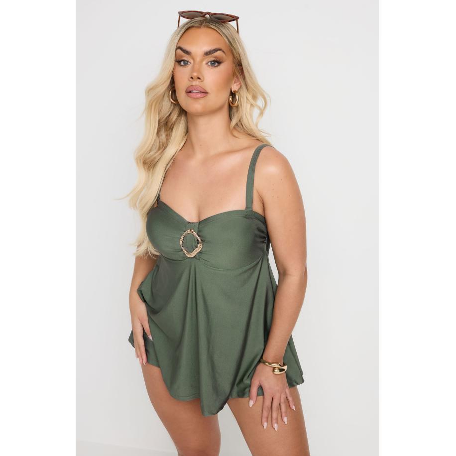 Yours Badpakjurk Met Ringdetail En Afneembare Bandjes In Saliegroen Size 58-60 Groen