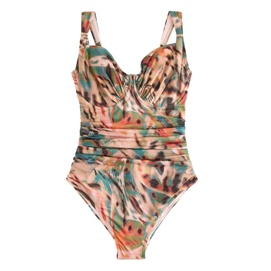 Next Next Badpak cyaan blauw / kastanjebruin / rosé / zwart -