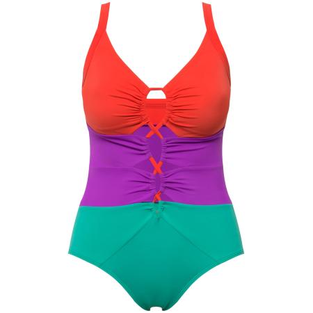 Ulla Popken Ulla Popken Badpak mintgroen / lila / neonrood