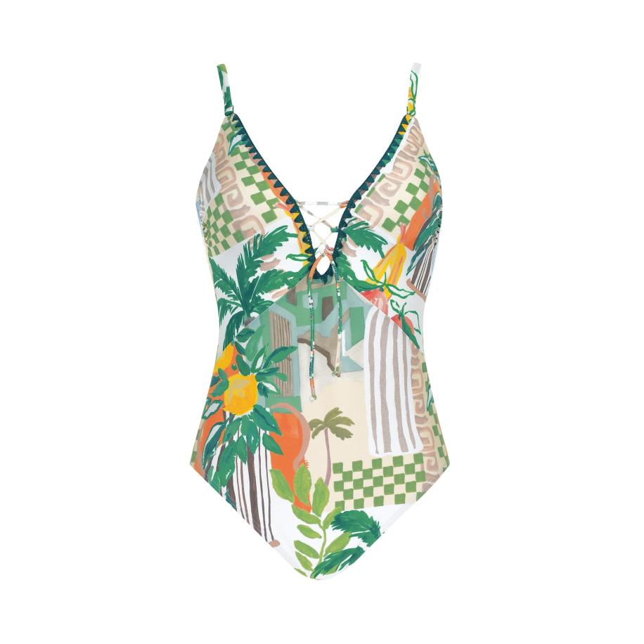 OLYMPIA OLYMPIA Badpak taupe / groen / oranje / wit -