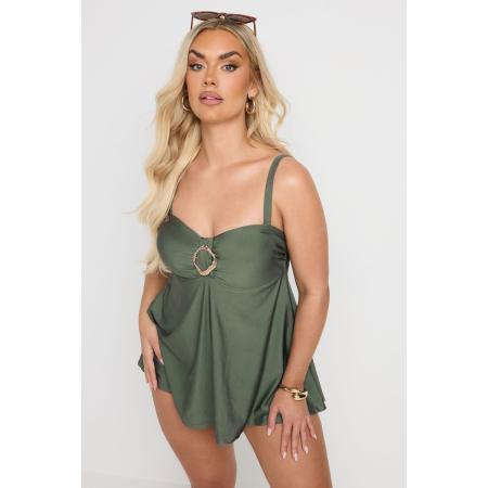 Yours Badpakjurk Met Ringdetail En Afneembare Bandjes In Saliegroen Size 58-60